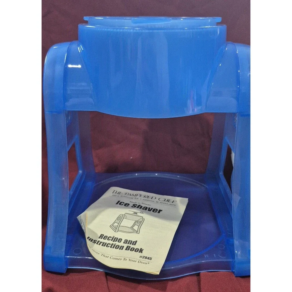 Pampered Chef Ice Shaver Manual Shaved Ice Maker Blue Model 2945 Box Never Used